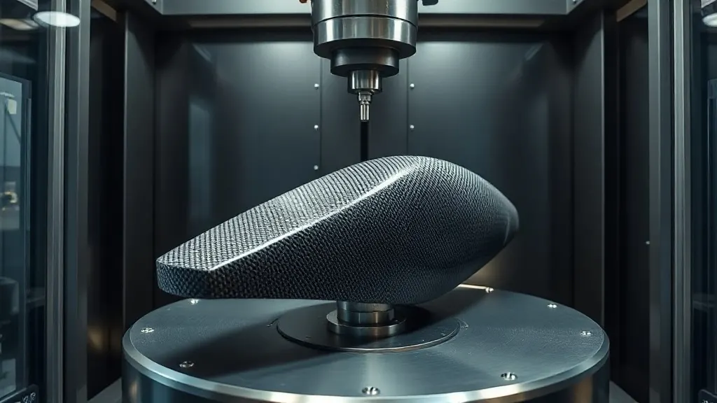 Otoklav ünitesinden çıkarılmış yüksek hassasiyetli karbon fiber kompozit endüstriyel parça.