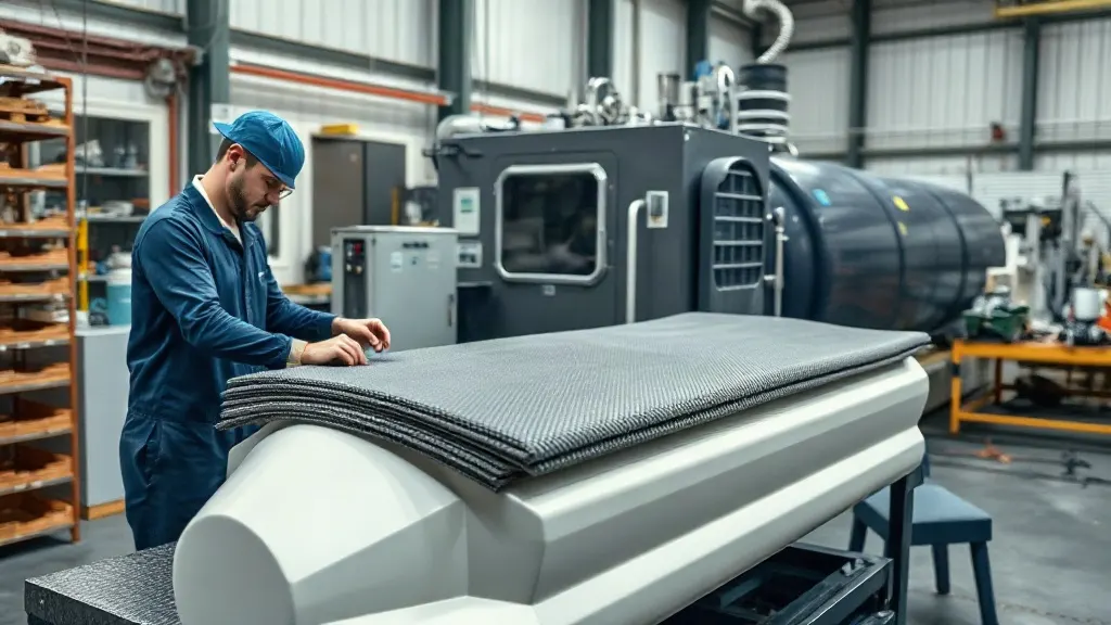 Kompozit atölyesinde vakum infüzyon yöntemiyle hazırlanan karbon fiber parça imalat süreci