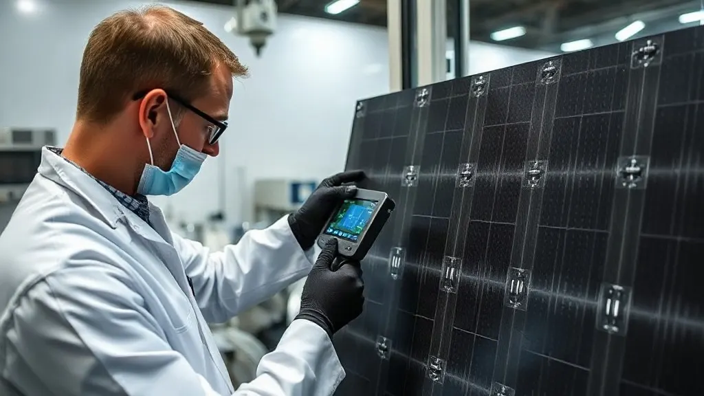 Kompozit kalite kontrol laboratuvarında ultrasonik NDT cihazı ile karbon fiber plaka testi