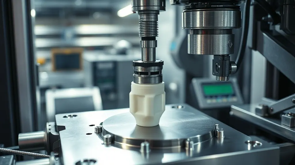 Plastik enjeksiyon makinesinde hassas mühendislik kalıbından çıkan teknik parçanın kontrolü