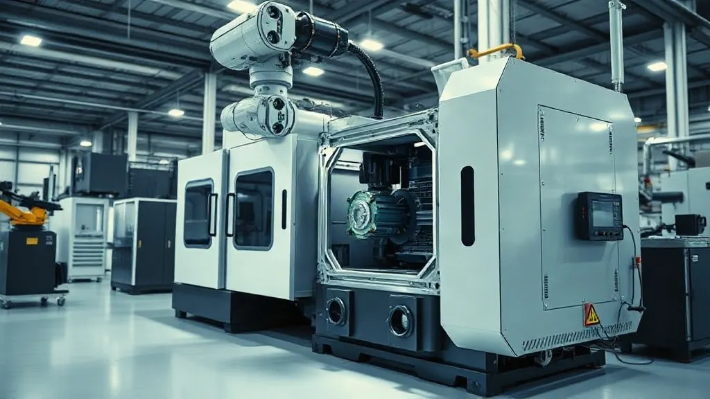 Plastik enjeksiyon makinesinde kalıplanmış teknik polimer otomotiv parçalarının robotik kolla alınması